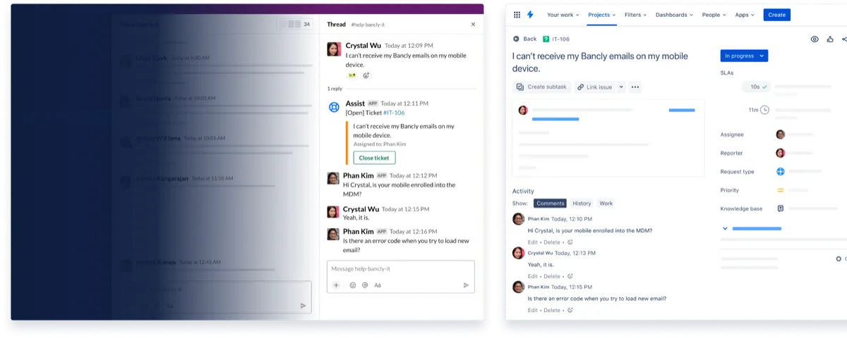 Tạo ticket dạng hội thoại từ Slack／Teams